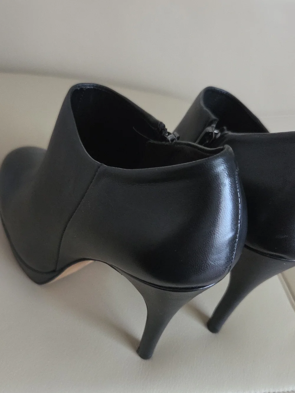 Classic Black Leather Women's High-Heel Ankle Booties